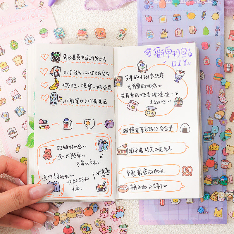 CAWPURI Fun Market Cute Cartoon Handbook Stickers – 20 Adorable Designs