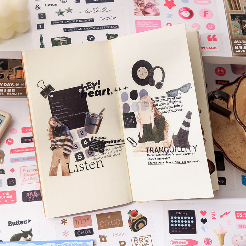 CAWPURI Salt Style Cut Film Sticker Hand Account Sticker Book, Cross-border Creative Sticker Pet Hand Account Sticker Book Sticker