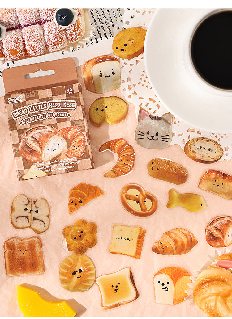 CAWPURI Yuezhen Cute Bread Handbook Stickers – 20 Adorable Designs