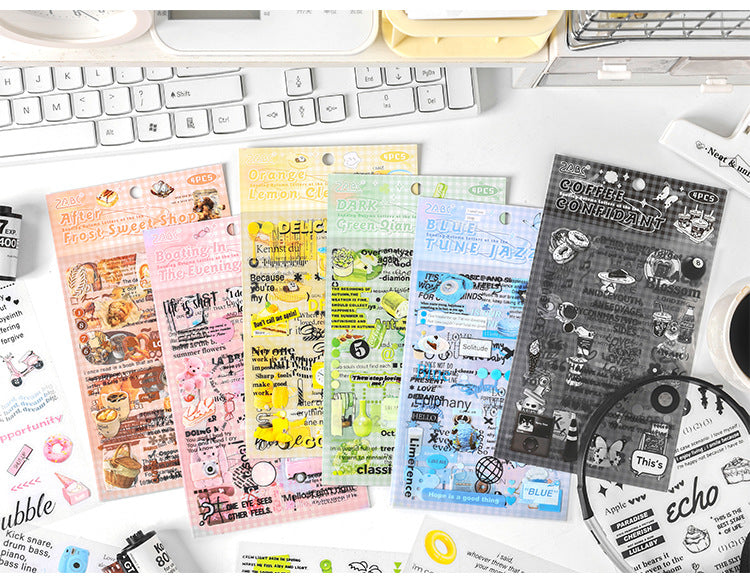 CAWPURI Autumn Letters Cut Film Stickers – 4Pcs Waterproof PET for Handbooks