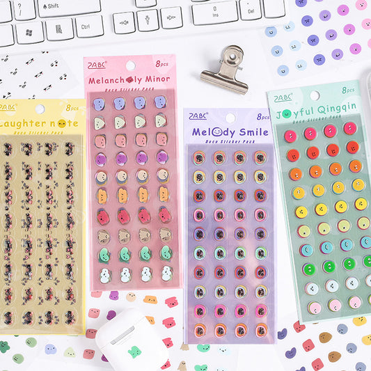 CAWPURI Emoji Symphony Stickers – 8PCS Waterproof PET for Handbooks & DIY