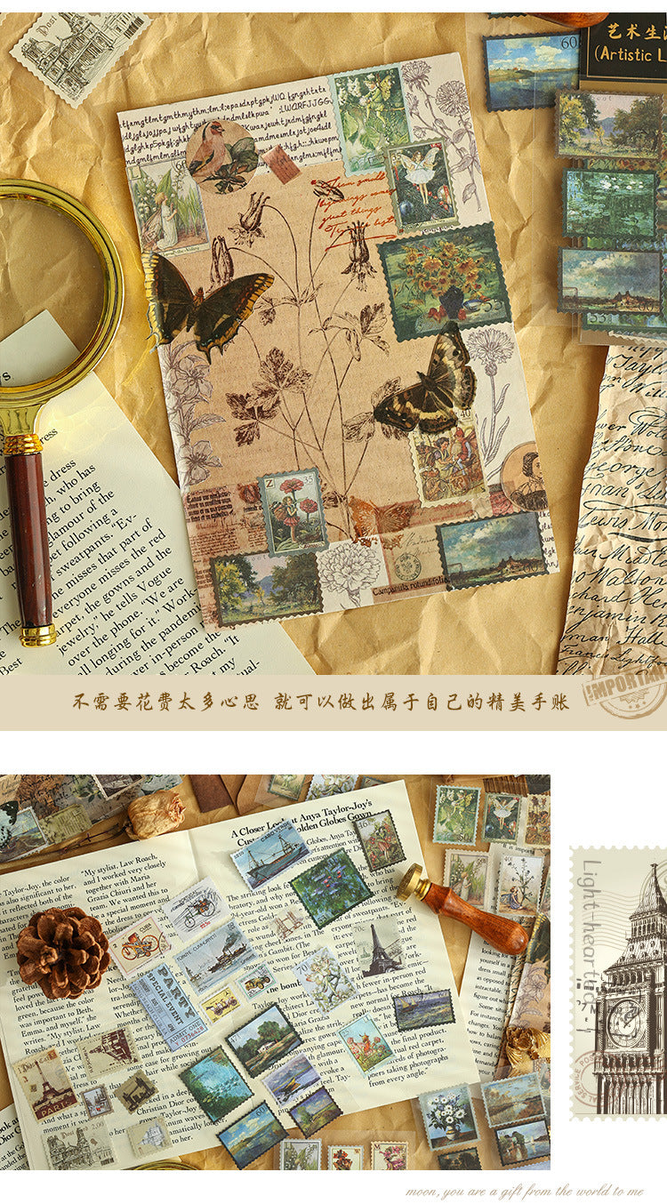 CAWPURI merchandise human messenger hand account sticker cute retro children's hand account sticker whole package set material wholesale