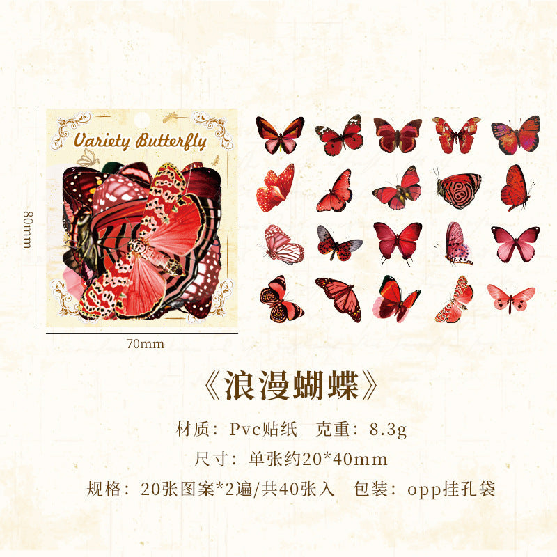 CAWPURI Variety Butterfly Stickers – 40PCS Cute Waterproof PVC for Crafts