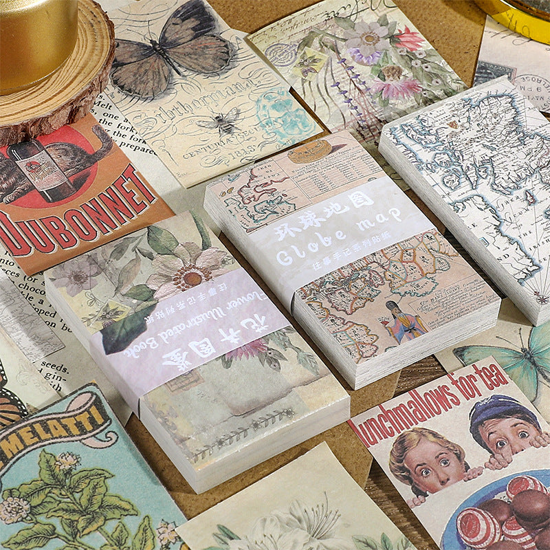 CAWPURI Past Notes Series Hand Account Material Paper Cute Retro Non-sticky Stickers 60 Material Books Wholesale
