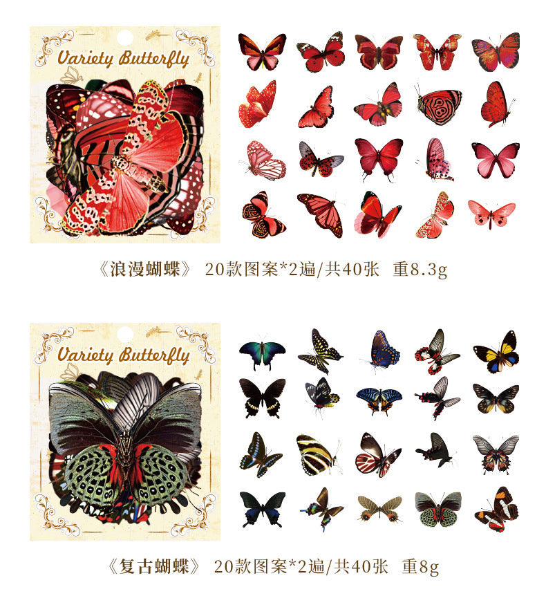 CAWPURI Variety Butterfly Stickers – 40PCS Cute Waterproof PVC for Crafts