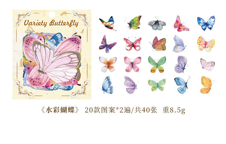 CAWPURI Variety Butterfly Stickers – 40PCS Cute Waterproof PVC for Crafts