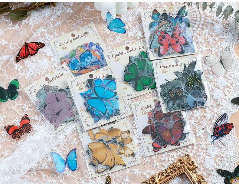 CAWPURI Variety Butterfly Stickers – 40PCS Cute Waterproof PVC for Crafts