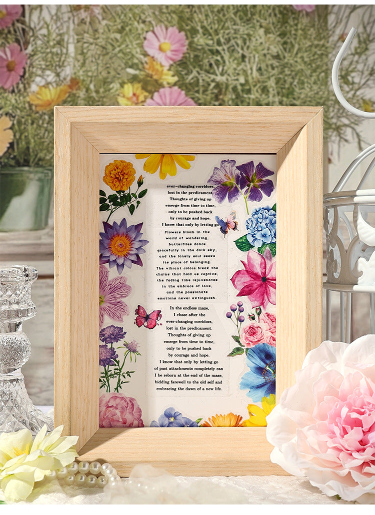 CAWPURI Leisurely Flower Language Sticker Set - 50 Exquisite Retro Designs