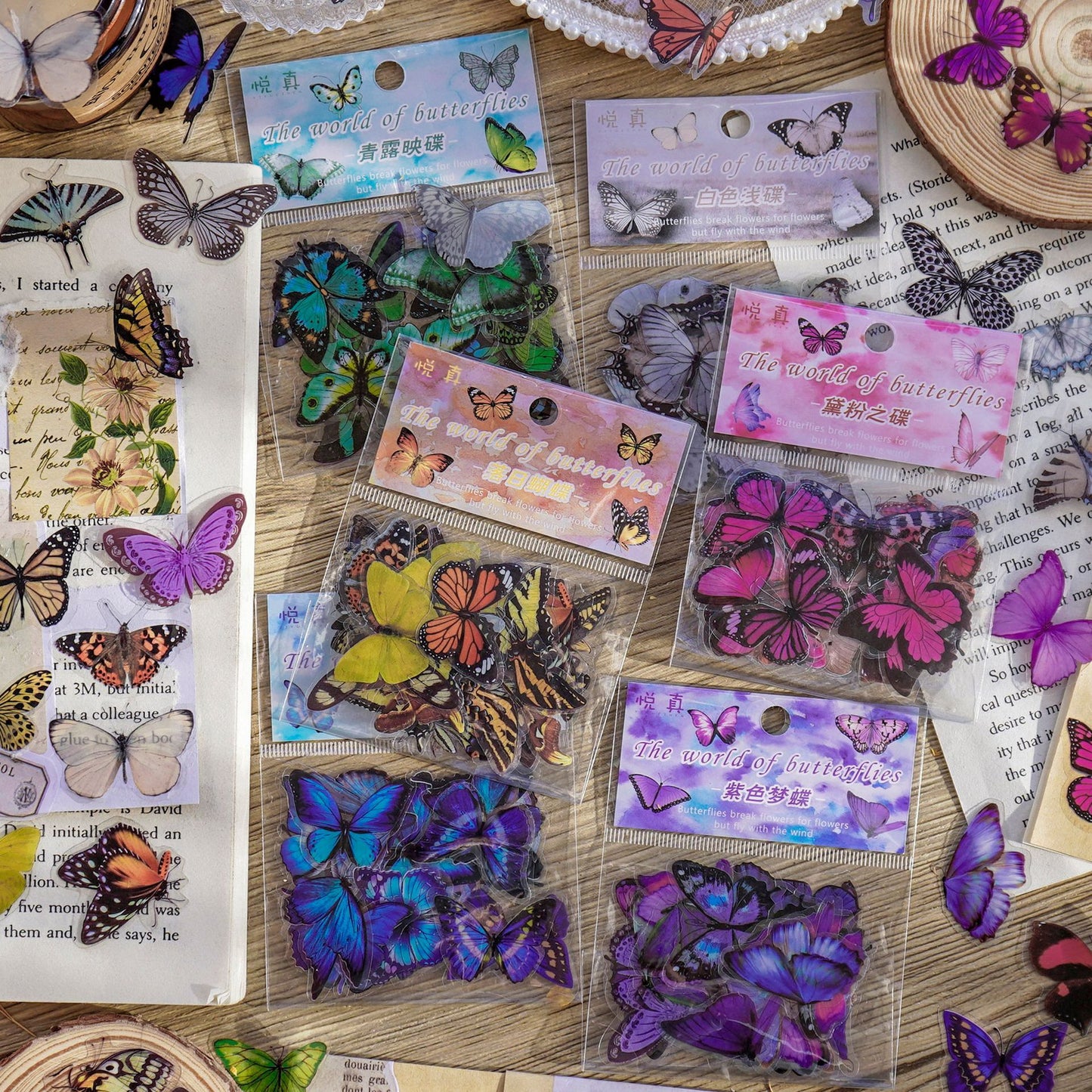 CAWPURI Butterfly Garden Stickers – 40PCS Waterproof PET for Handbooks & DIY
