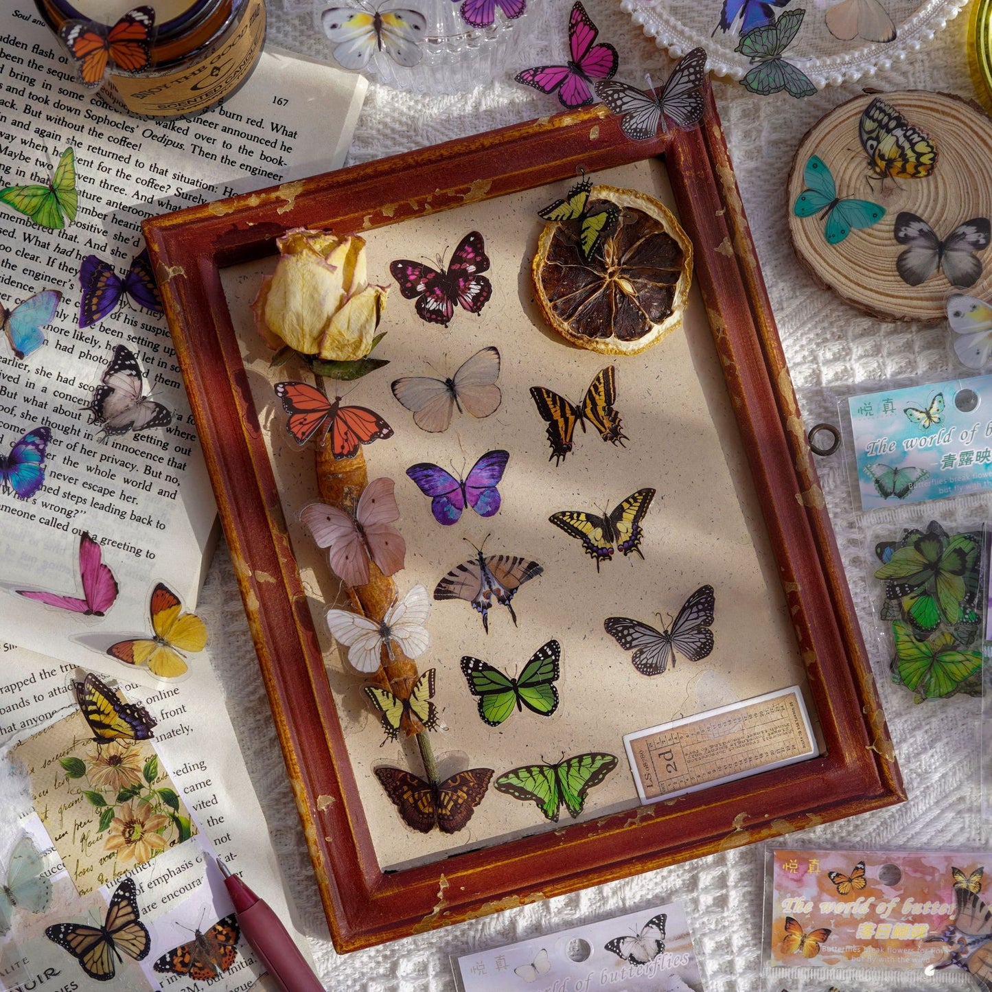 CAWPURI Butterfly Garden Stickers – 40PCS Waterproof PET for Handbooks & DIY