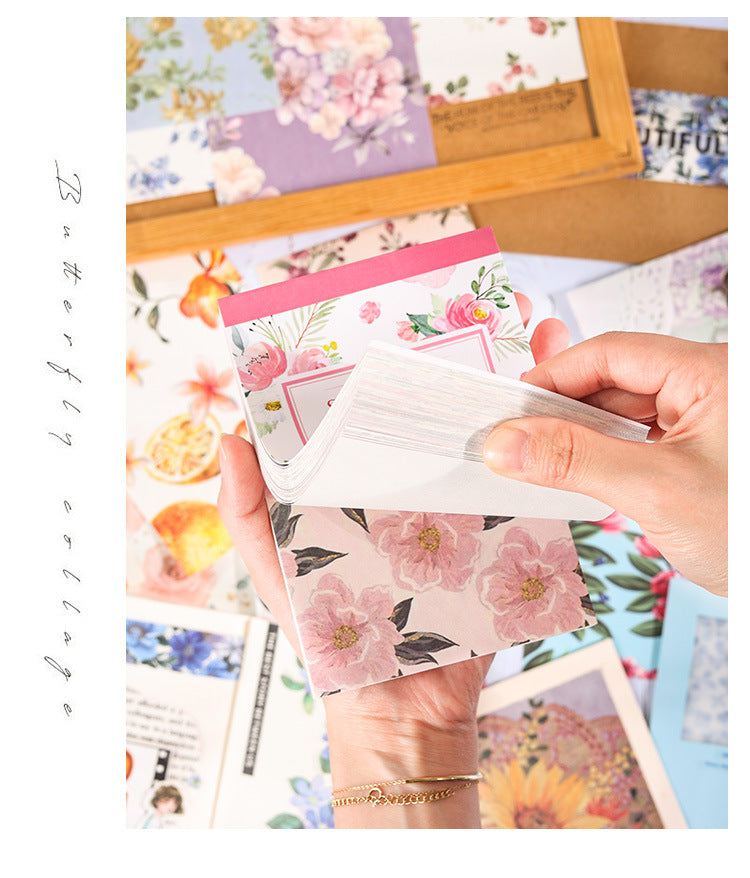 CAWPURI Senyu Garden Material Book – 100 Retro Flower Stickers for Handbooks