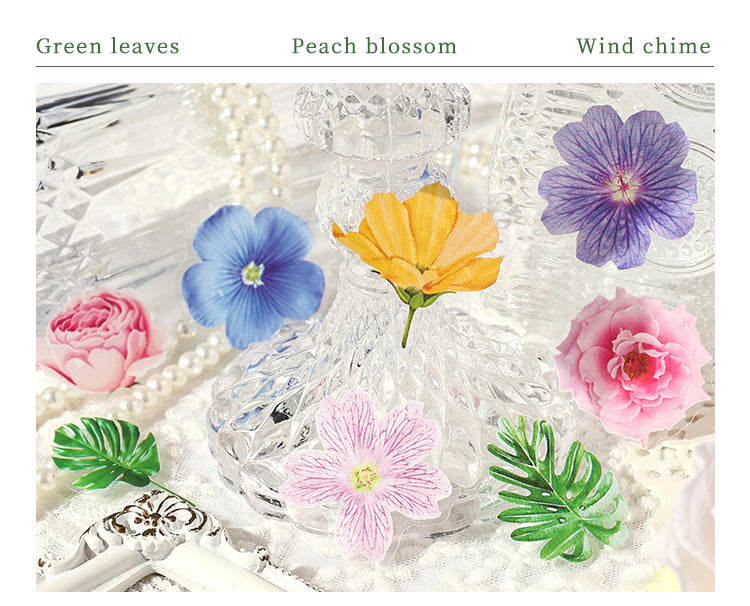 CAWPURI Leisurely Flower Language Sticker Set - 50 Exquisite Retro Designs