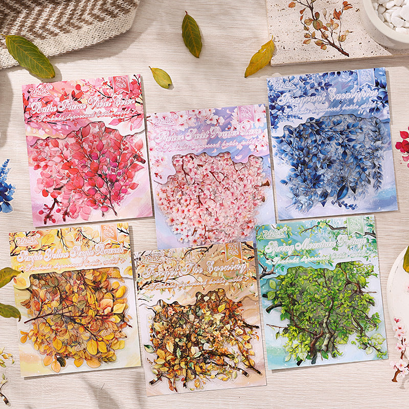 CAWPURI Chun Yu Muye Sticker Pack – 20PCS Floral Delights