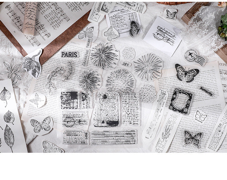 CAWPURI Retro Silicone Transparent Seal Stamp Set – DIY Handbook Decor