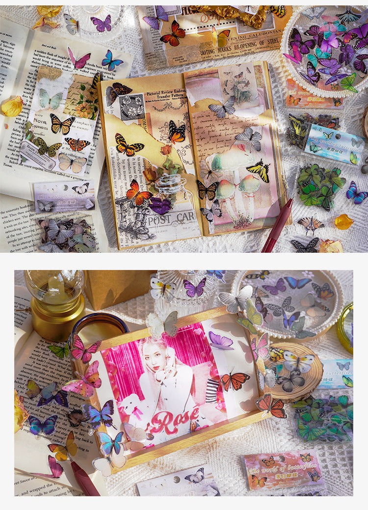CAWPURI Butterfly Garden Stickers – 40PCS Waterproof PET for Handbooks & DIY