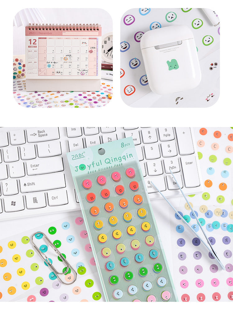 CAWPURI Emoji Symphony Stickers – 8PCS Waterproof PET for Handbooks & DIY