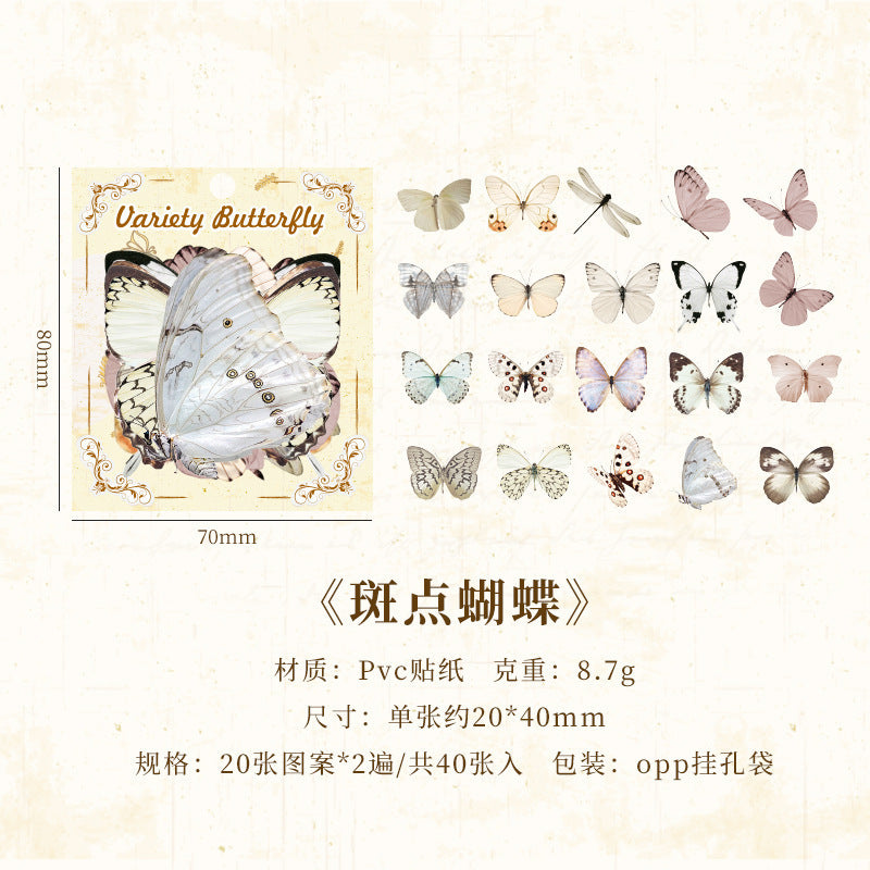 CAWPURI Variety Butterfly Stickers – 40PCS Cute Waterproof PVC for Crafts