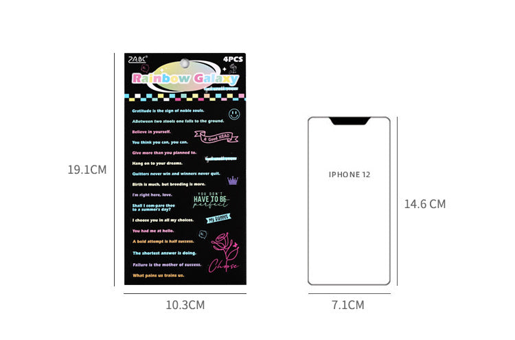 CAWPURI Retro Handwriting Heart Stickers – Long English Creative Stickers for Handbooks