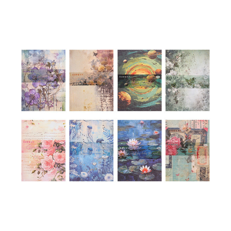 CAWPURI 100PCS Retro Wuxia Handbook Material Paper – Lightweight Collage Sheets