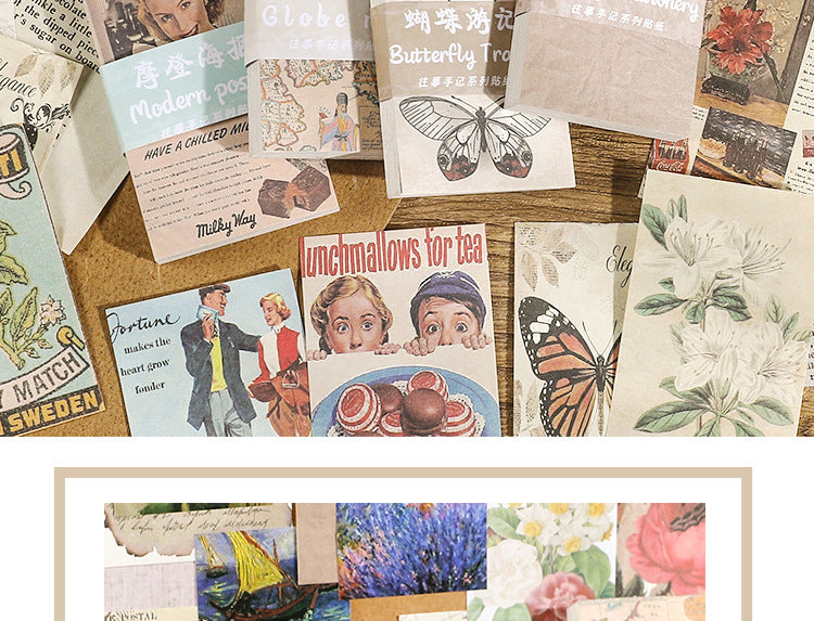 CAWPURI Past Notes Series Hand Account Material Paper Cute Retro Non-sticky Stickers 60 Material Books Wholesale