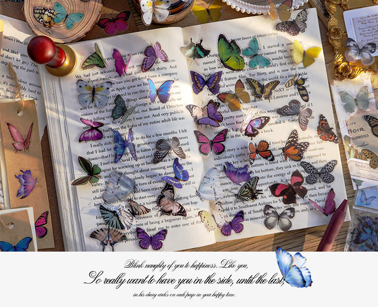 CAWPURI Butterfly Garden Stickers – 40PCS Waterproof PET for Handbooks & DIY