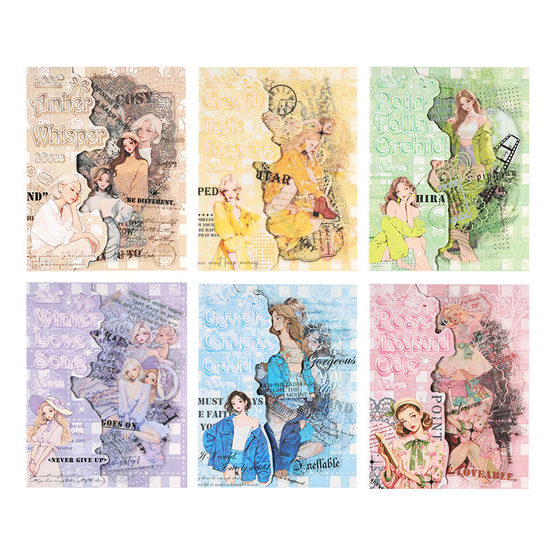 CAWPURI Early Morning Twilight Stickers – 10PCS Retro PET for Handbooks