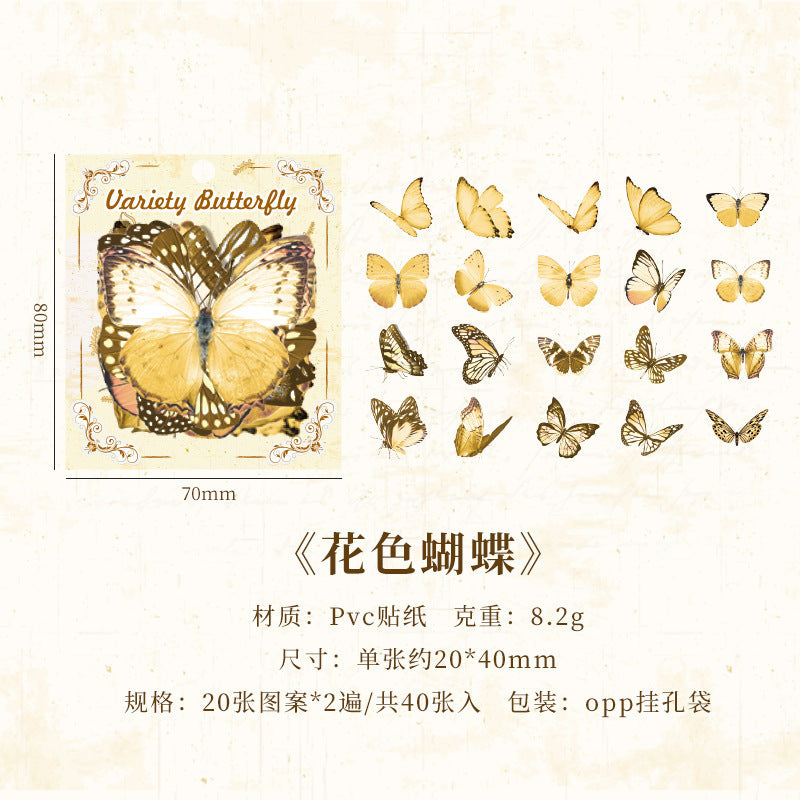 CAWPURI Variety Butterfly Stickers – 40PCS Cute Waterproof PVC for Crafts