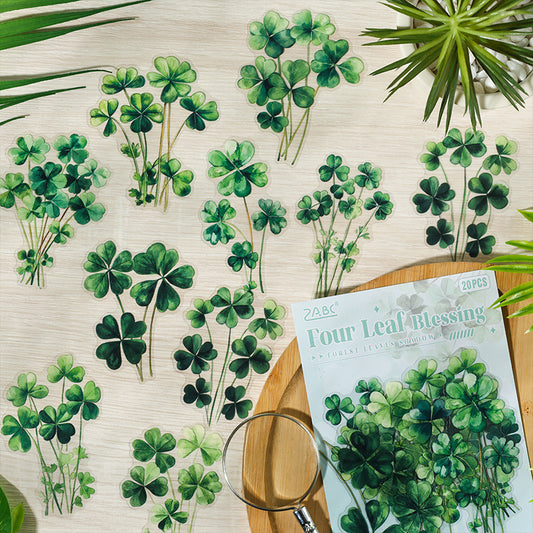 CAWPURI Forest Leaf Shadow Stickers – 20PCS Waterproof PET for Handbooks & Crafts