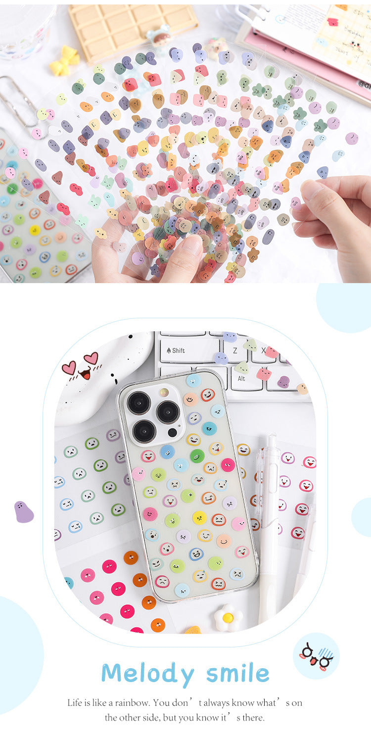 CAWPURI Emoji Symphony Stickers – 8PCS Waterproof PET for Handbooks & DIY