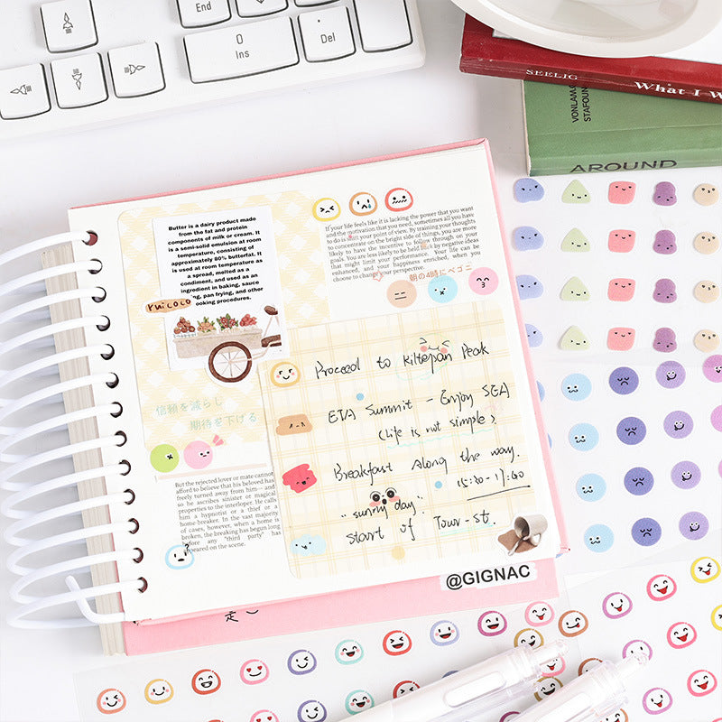 CAWPURI Emoji Symphony Stickers – 8PCS Waterproof PET for Handbooks & DIY