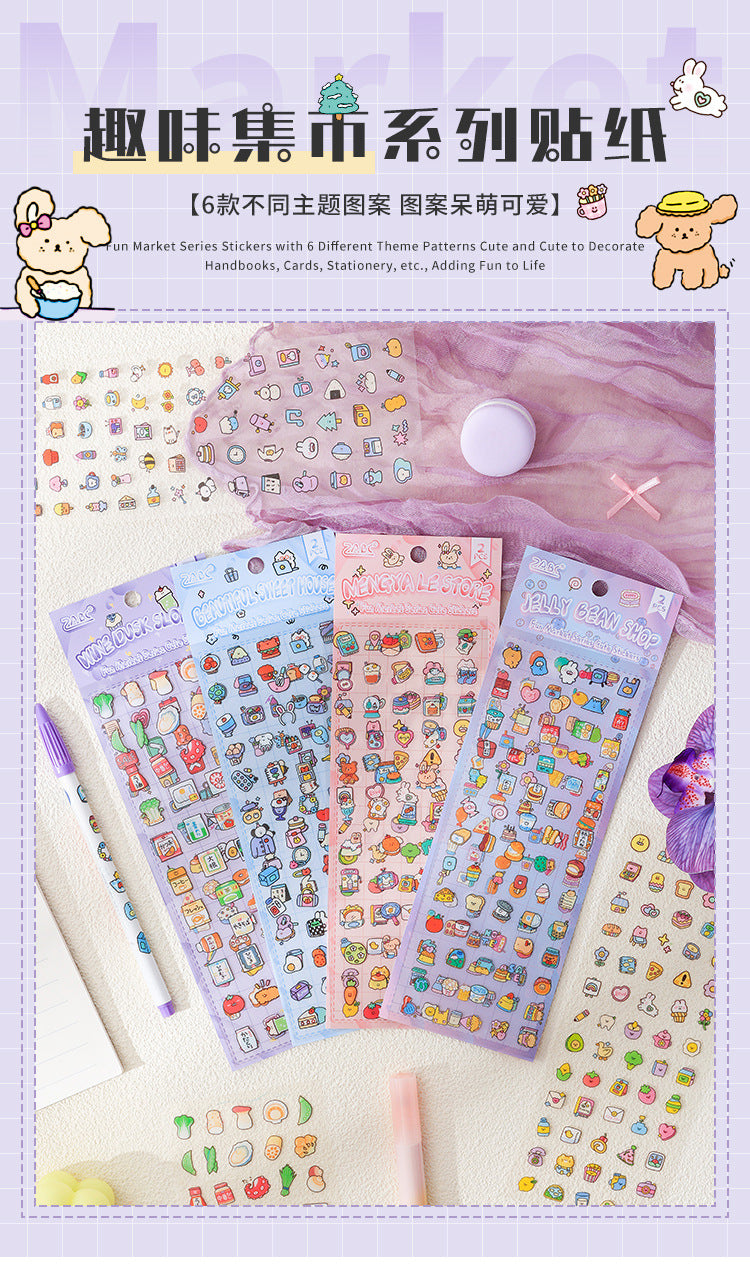 CAWPURI Fun Market Cute Cartoon Handbook Stickers – 20 Adorable Designs
