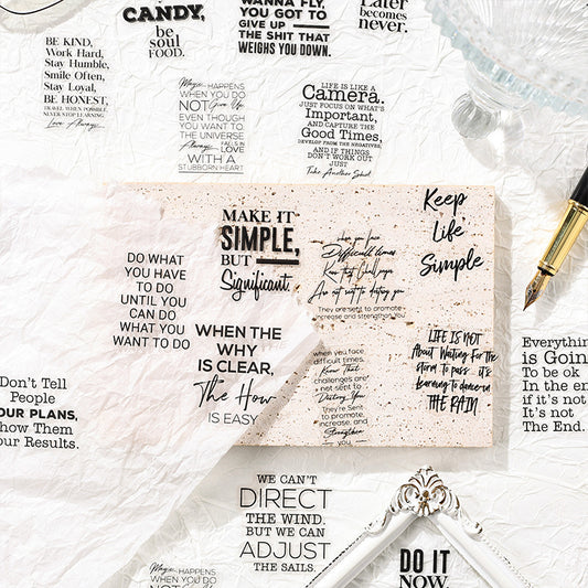 CAWPURI Pure Black Poet Sticker Pack – 40PCS Inspiring Designs