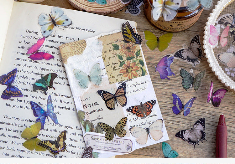 CAWPURI Butterfly Garden Stickers – 40PCS Waterproof PET for Handbooks & DIY