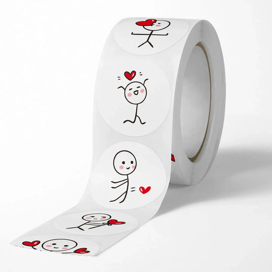 CAWPURI 500PCs Cartoon Reward Sticker Roll Cute Love Labels Valentine's Day Sticker for Wedding Gift Decor Envelope Sealing Scrapbooking