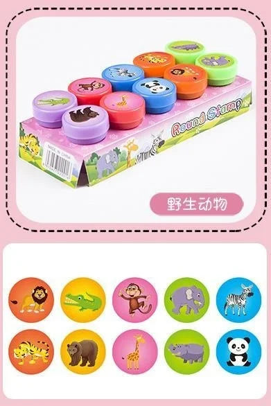 CAWPURI 10pcs Assorted Stamps for Kids Self-ink Stamps Children Toy Stamps Smiley Face Seal Scrapbooking DIY Painting Photo Album Decor