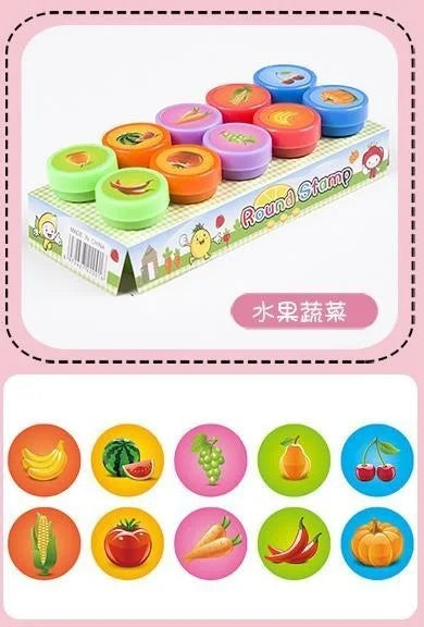CAWPURI 10pcs Assorted Stamps for Kids Self-ink Stamps Children Toy Stamps Smiley Face Seal Scrapbooking DIY Painting Photo Album Decor