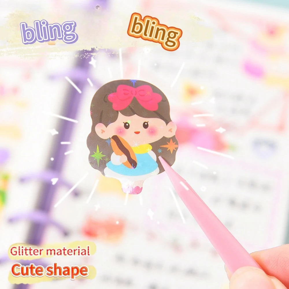 CAWPURI 200p Kawaii Stickers for Kids Cute Stationary Aesthetic Diary Decoration Art Supplies Stickers for Scrapbooking Lot Korean Paper