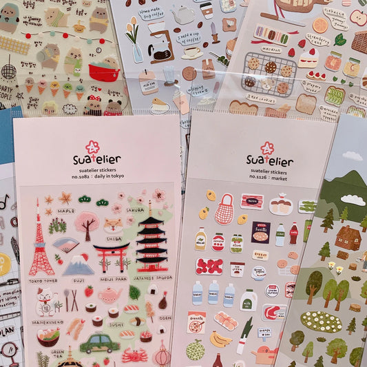 CAWPURI Korean Import Suatelier Kawaii Daily Life Food Animals Cute Stickers Scrapbooking Diy Journal Stationery Sticker Gift
