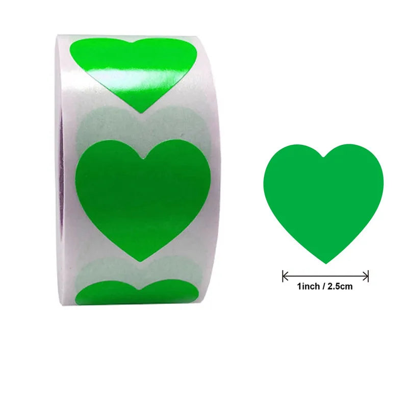 CAWPURI 500Pcs/Roll Love Heart Shaped Sticker Seal Labels Birthday Party Gift Packaging Cute Stationery Sticker Scrapbooking for Craft