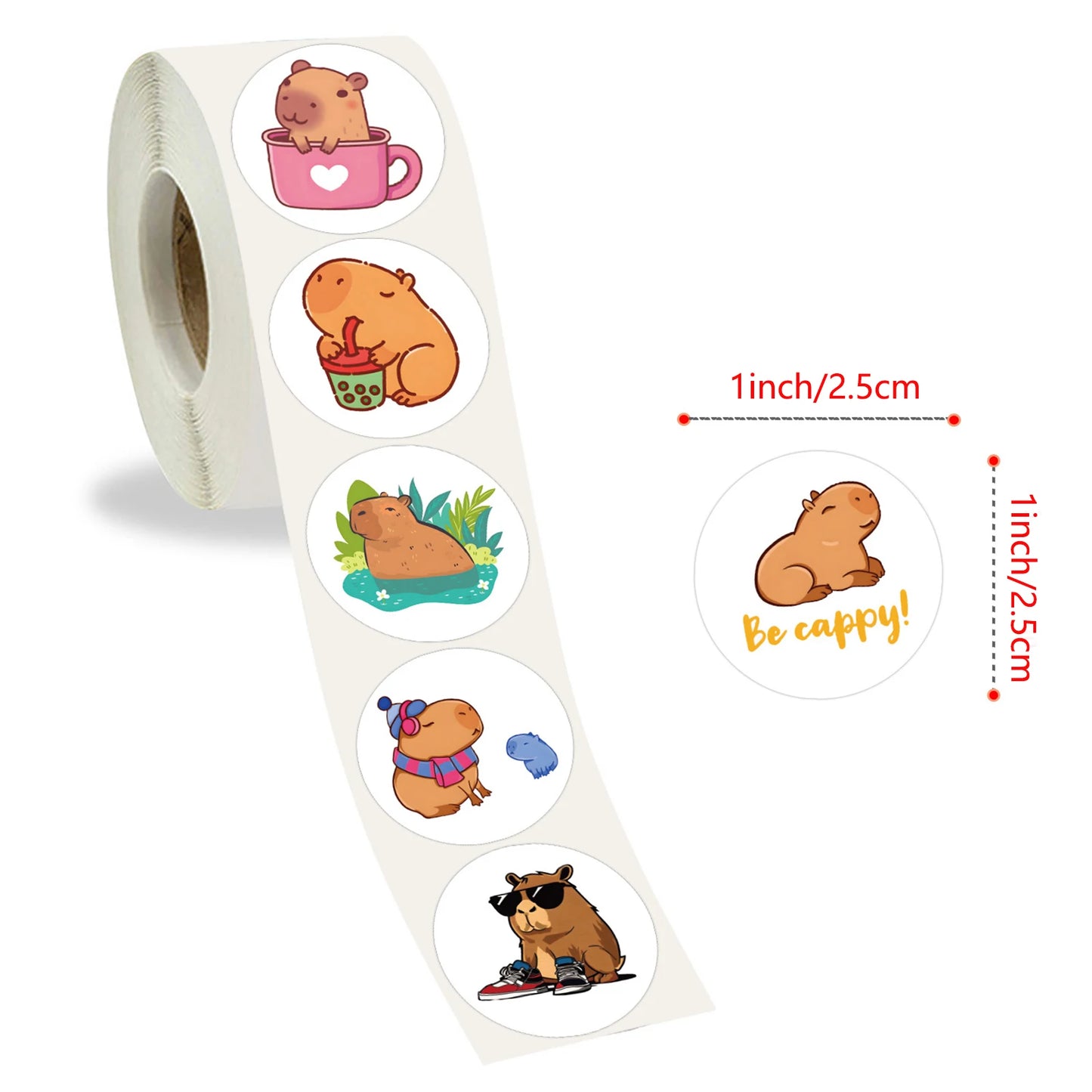 CAWPURI 100-500pcs Cute Plump Capybara Cartoon Brown Animals Stickers DIY Scrapbook Phone Reward Seal Label Wall Sticker Kid Toy