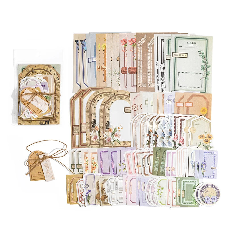 CAWPURI 100pcs/pack Decor Scrapbook Vintage Materials Paper Combo Kit DIY Junk Journal Collage Photo Album Retro Background paper