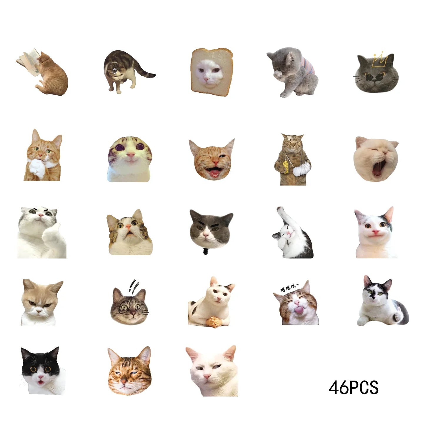 46Pcs Cute Cat Stickers for DIY Scrapbooking & Decor | CAWPURI