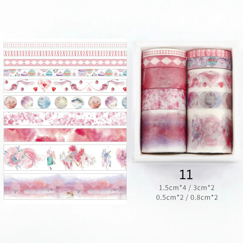 CAWPURI 26 Designs 10pcs/box Cute Cartoon Animals Washi Tapes Scrapbooking DIY Deco Creative Japanese Kawaii Masking Tapes