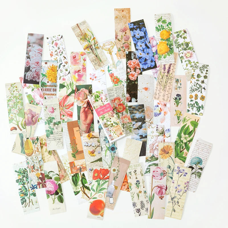 CAWPURI 50sheets Vintage Washi Paper Sticker Book butterflies Natural Plants Sticker for Collage Junk Journals Scrapbooking Decor