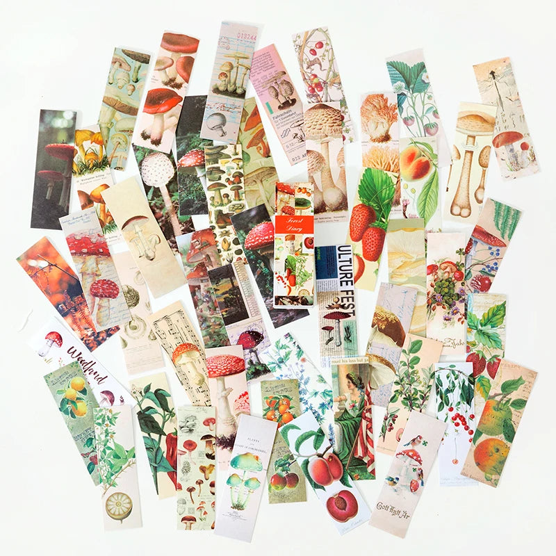 CAWPURI 50sheets Vintage Washi Paper Sticker Book butterflies Natural Plants Sticker for Collage Junk Journals Scrapbooking Decor