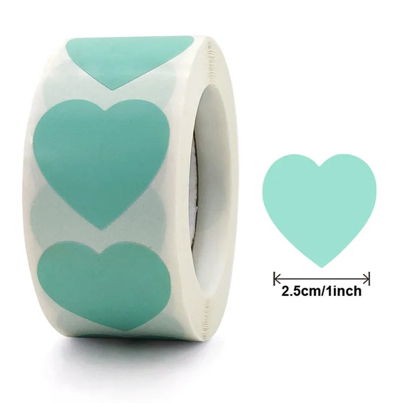 CAWPURI 500Pcs/Roll Love Heart Shaped Sticker Seal Labels Birthday Party Gift Packaging Cute Stationery Sticker Scrapbooking for Craft