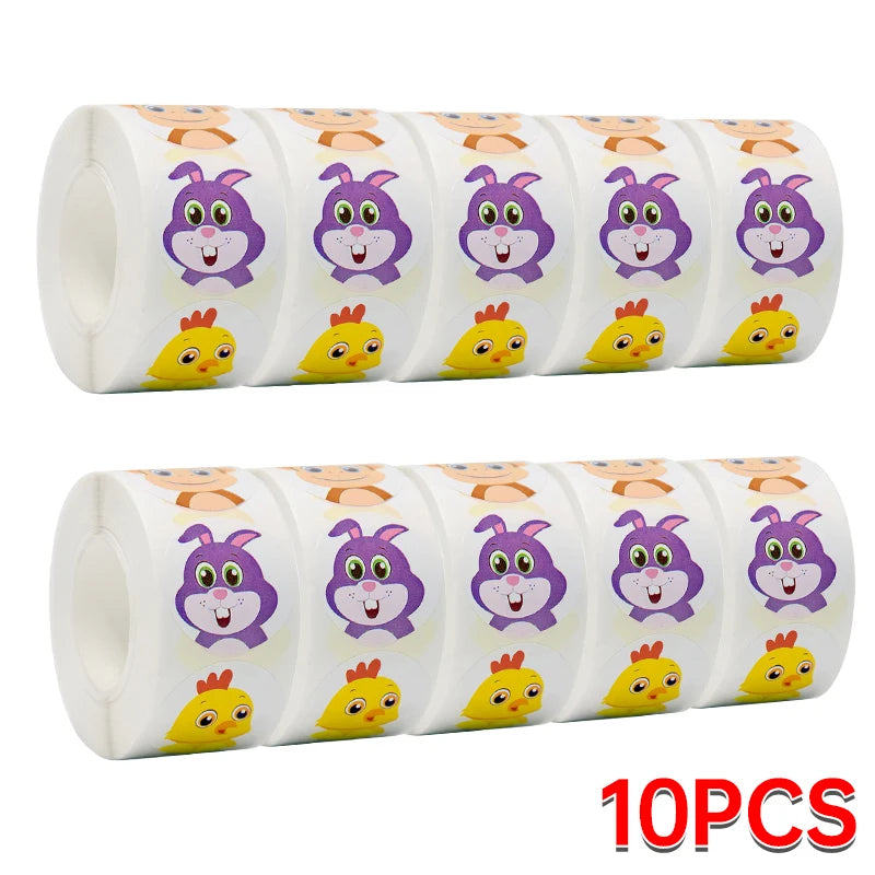 CAWPURI 500/1000PCs Colorful Star Adhesive Stickers Kawaii Animal Scrapbook Reward Sticker Roll Labels for Kids Gift DIY Art Supplies