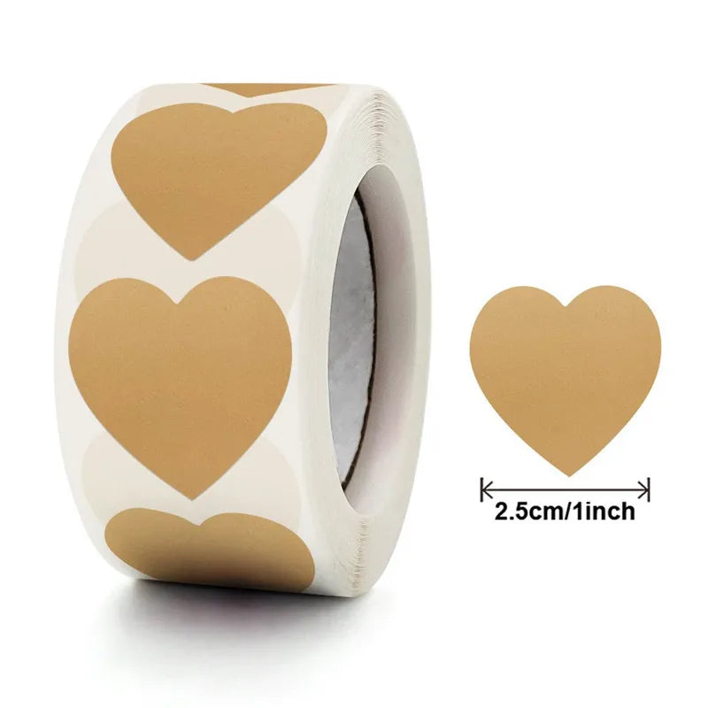 CAWPURI 500Pcs/Roll Love Heart Shaped Sticker Seal Labels Birthday Party Gift Packaging Cute Stationery Sticker Scrapbooking for Craft