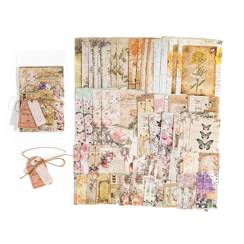CAWPURI 100pcs/pack Decor Scrapbook Vintage Materials Paper Combo Kit DIY Junk Journal Collage Photo Album Retro Background paper