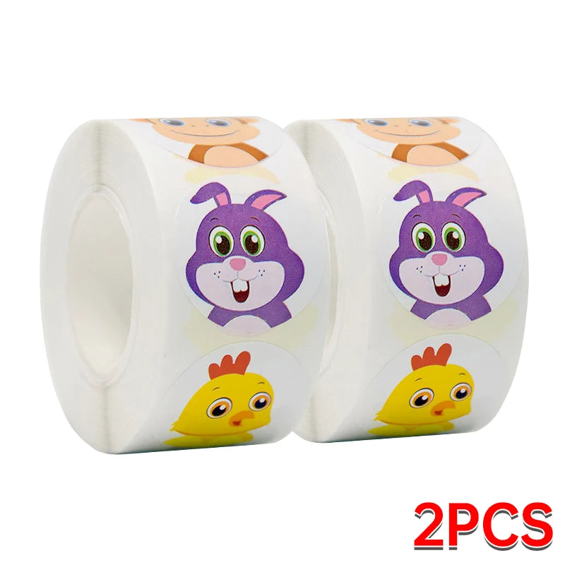 CAWPURI 500/1000PCs Colorful Star Adhesive Stickers Kawaii Animal Scrapbook Reward Sticker Roll Labels for Kids Gift DIY Art Supplies